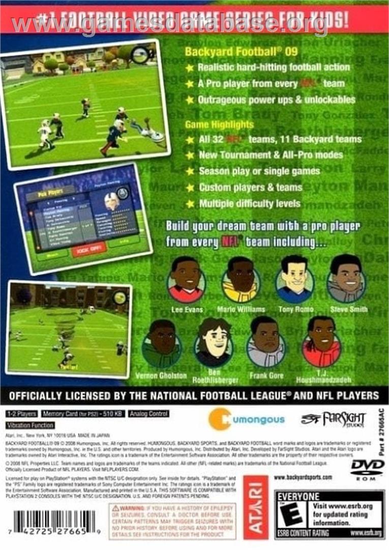 Backyard Football '09 - Sony Playstation 2 - Artwork - Box Back