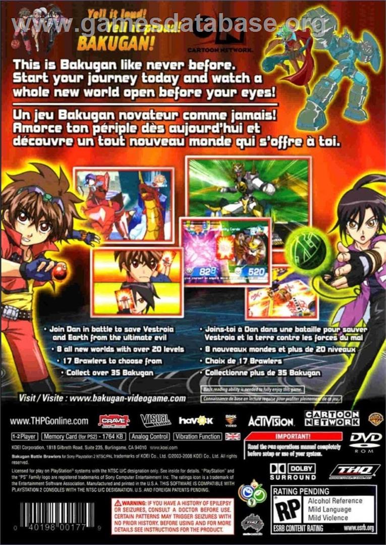 Bakugan Battle Brawlers - Sony Playstation 2 - Artwork - Box Back
