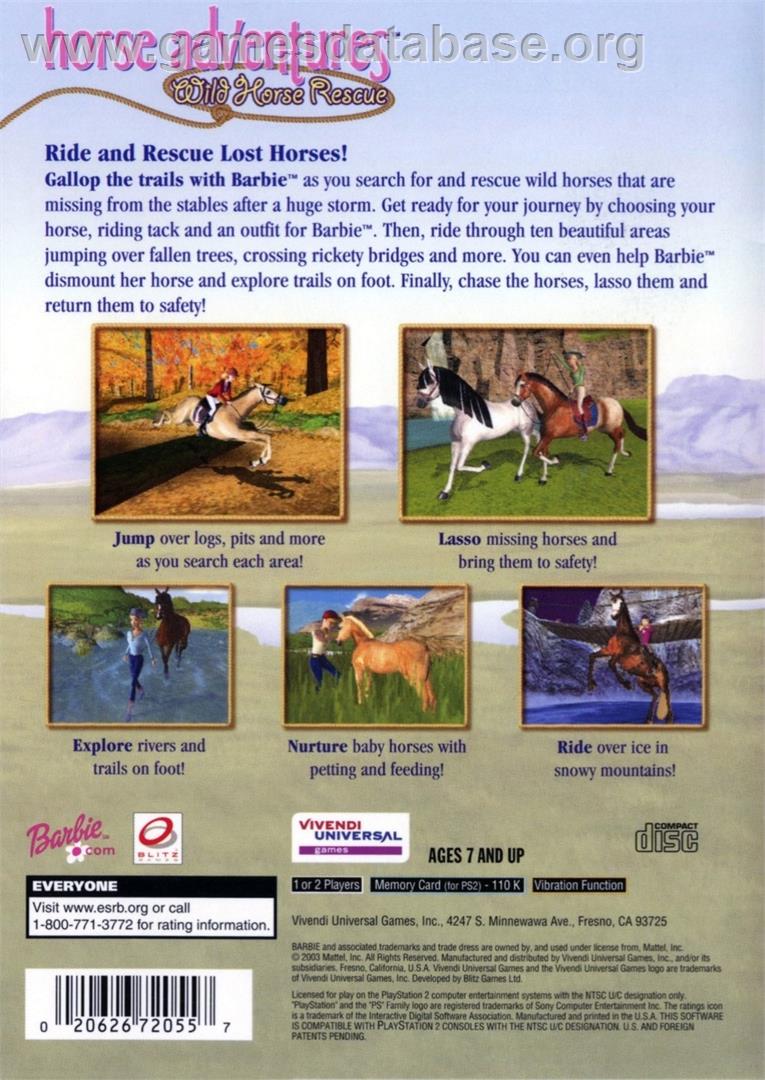 Barbie Horse Adventures - Wild Horse Rescue - Sony Playstation 2 - Artwork - Box Back