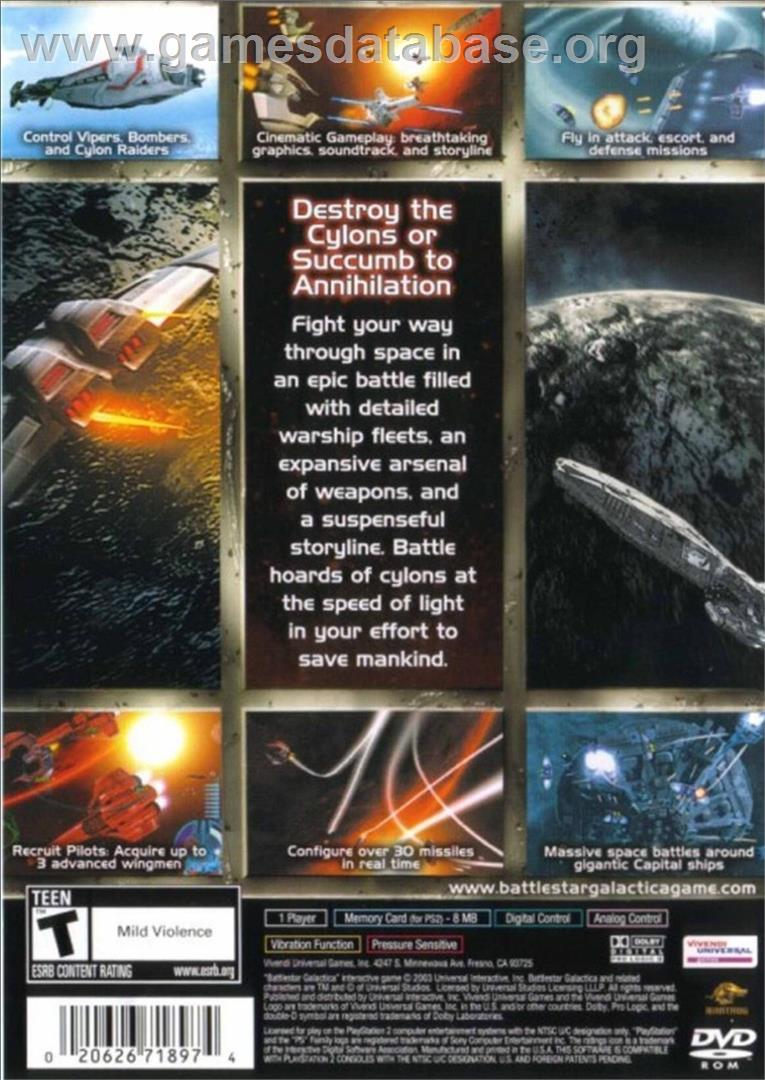Battlestar Galactica - Sony Playstation 2 - Artwork - Box Back