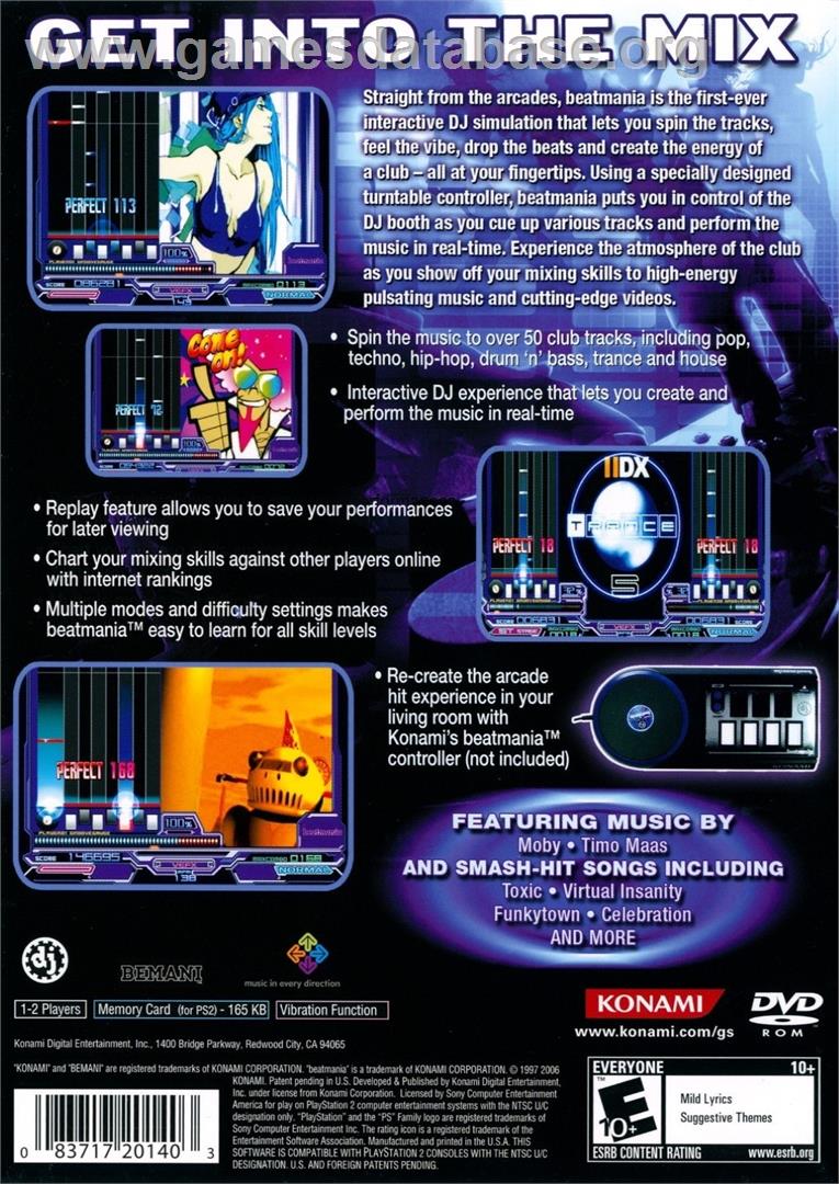 Beat Mania - Sony Playstation 2 - Artwork - Box Back