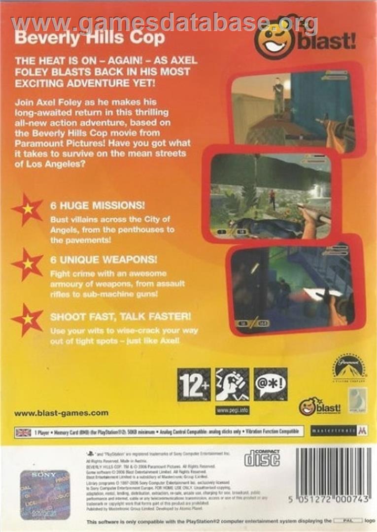 Beverly Hills Cop - Sony Playstation 2 - Artwork - Box Back
