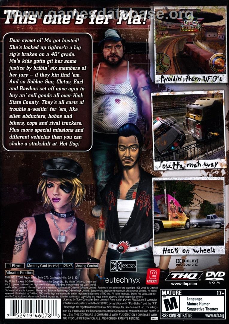 Big Mutha Truckers 2 - Truck Me Harder - Sony Playstation 2 - Artwork - Box Back