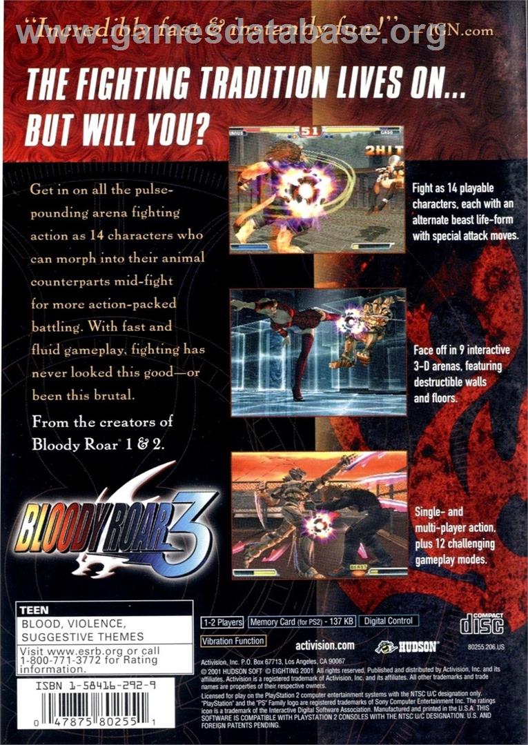 Bloody Roar 3 - Sony Playstation 2 - Artwork - Box Back