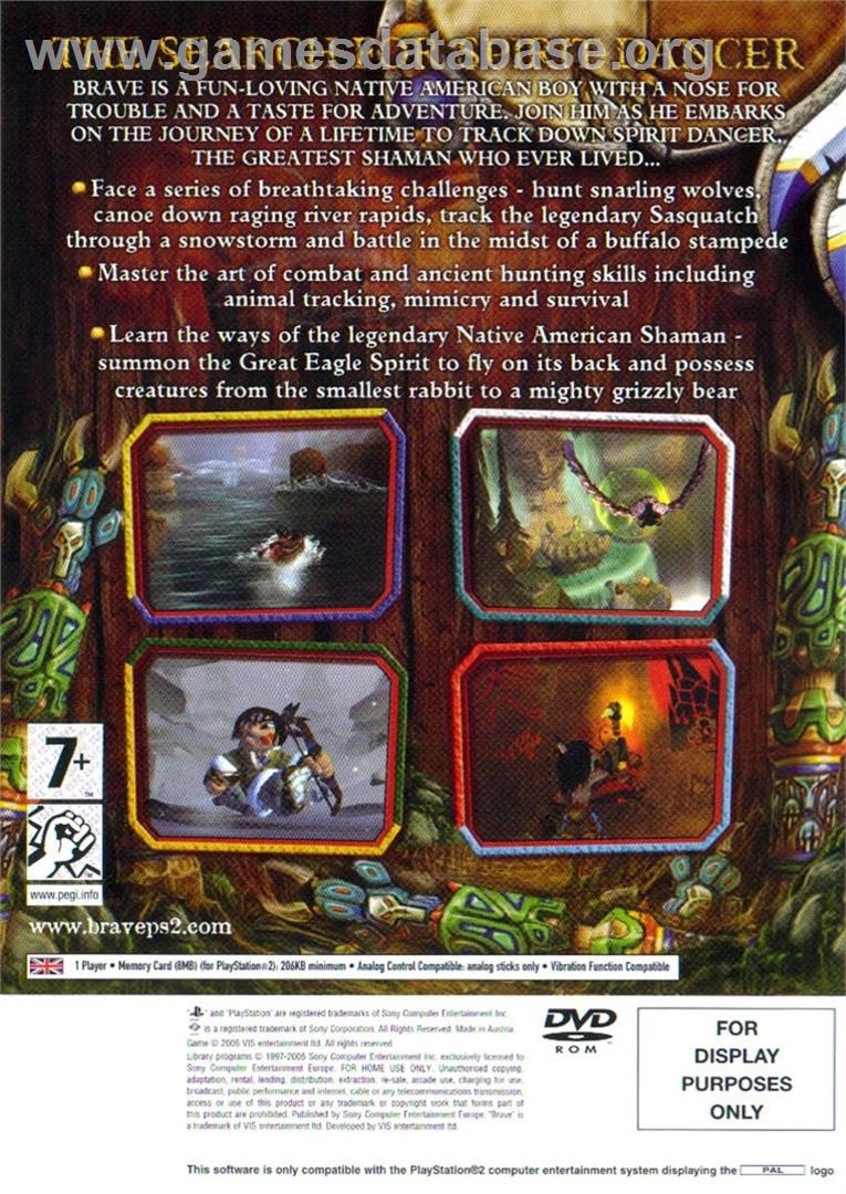 Brave - The Search For Spirit Dancer - Sony Playstation 2 - Artwork - Box Back