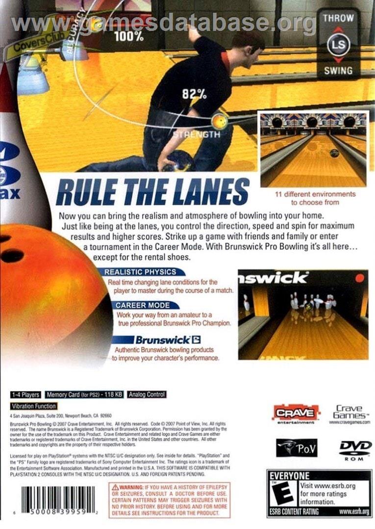 Brunswick Pro Bowling - Sony Playstation 2 - Artwork - Box Back
