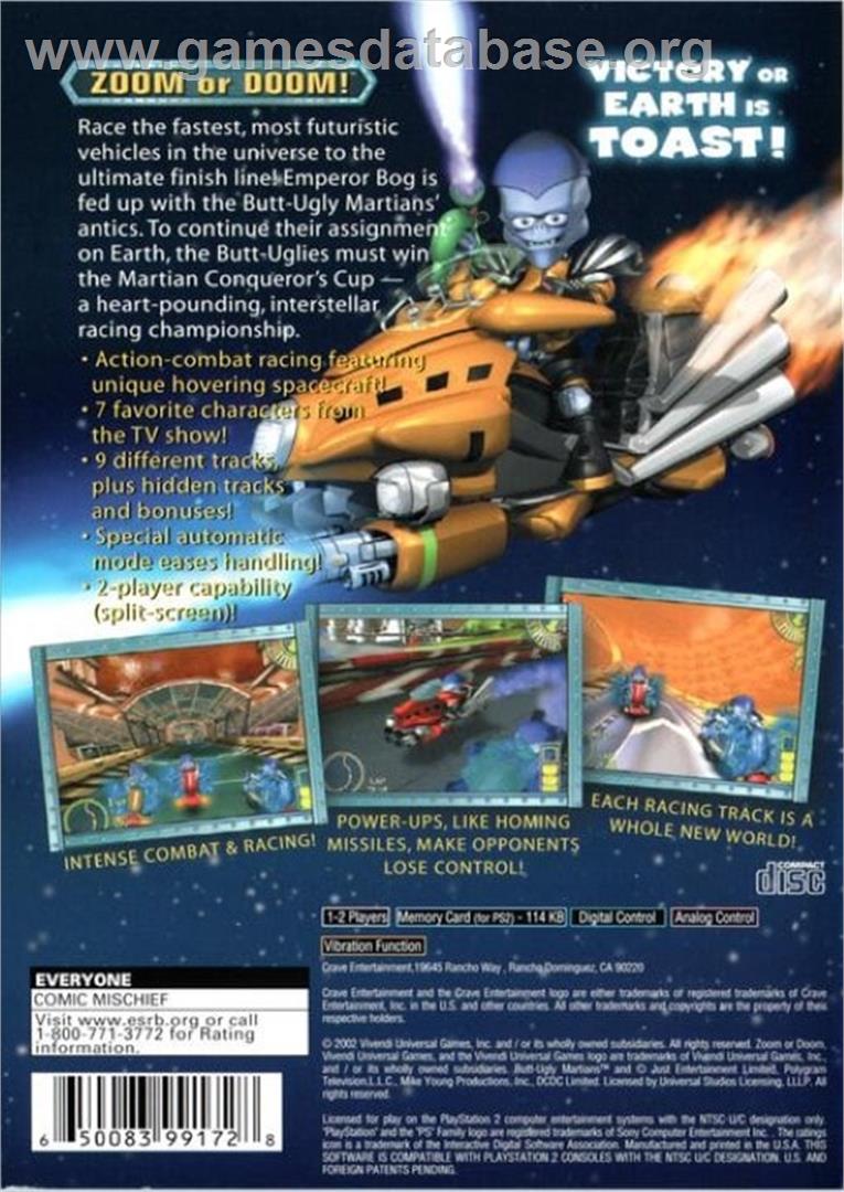 Butt-ugly Martians - Zoom Or Doom! - Sony Playstation 2 - Artwork - Box Back