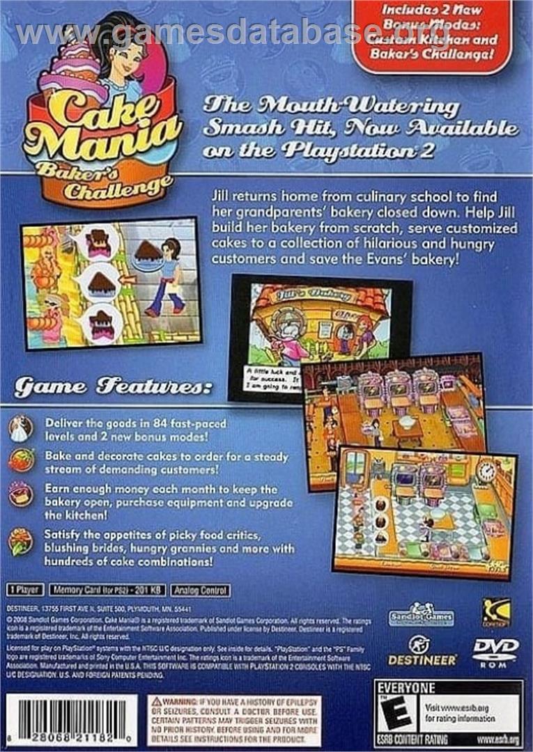 Cake Mania - Baker's Challenge - Sony Playstation 2 - Artwork - Box Back