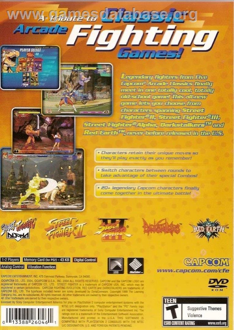 Capcom Fighting Jam - Sony Playstation 2 - Artwork - Box Back
