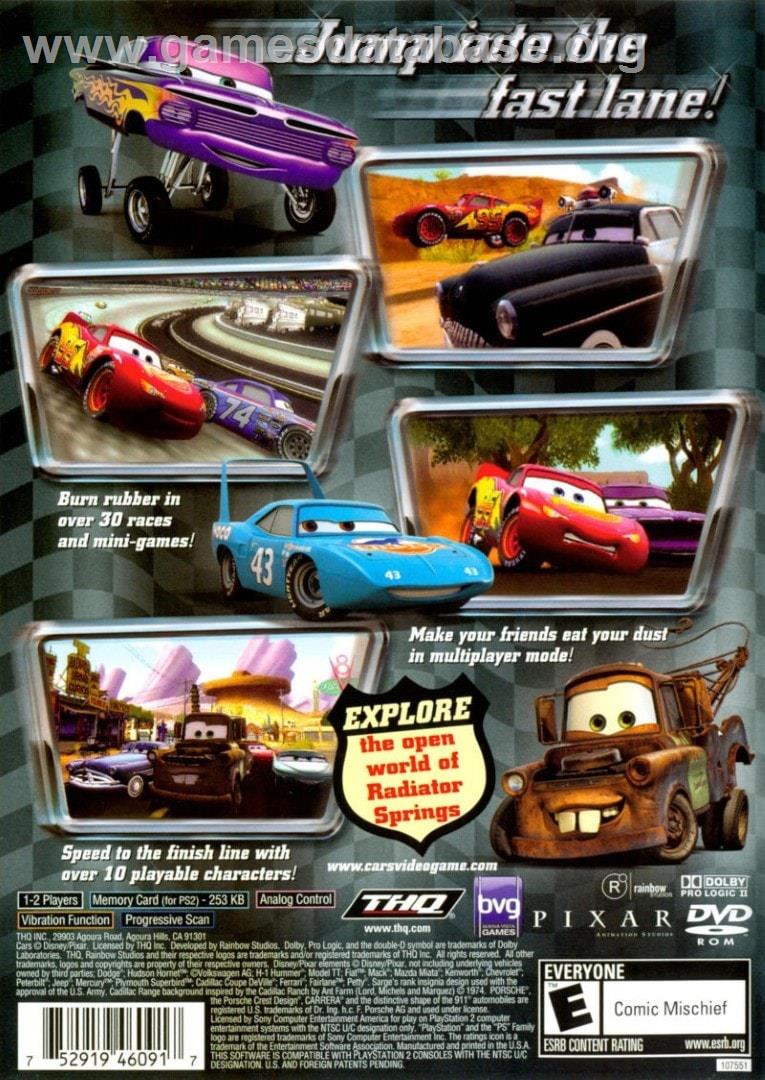 Cars - Sony Playstation 2 - Artwork - Box Back