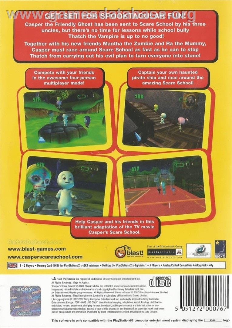 Casper's Scare School - Sony Playstation 2 - Artwork - Box Back