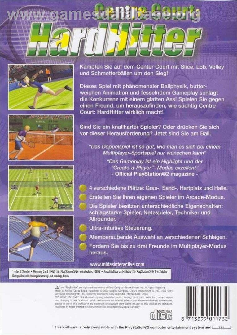 Centre Court - Hard Hitter - Sony Playstation 2 - Artwork - Box Back