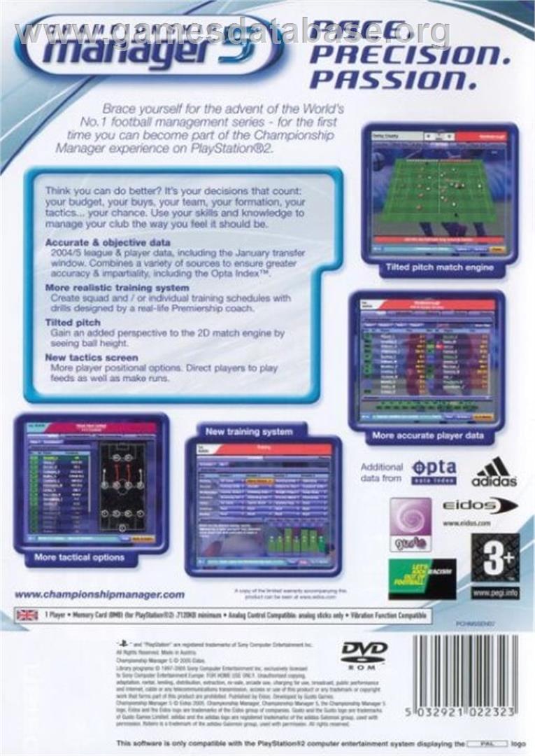 Championship Manager 5 - Sony Playstation 2 - Artwork - Box Back