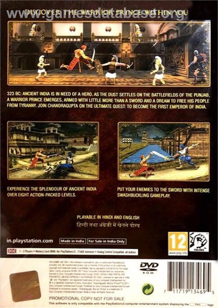 Chandragupta - Warrior Prince - Sony Playstation 2 - Artwork - Box Back