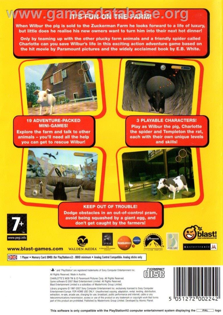 Charlotte's Web - Sony Playstation 2 - Artwork - Box Back