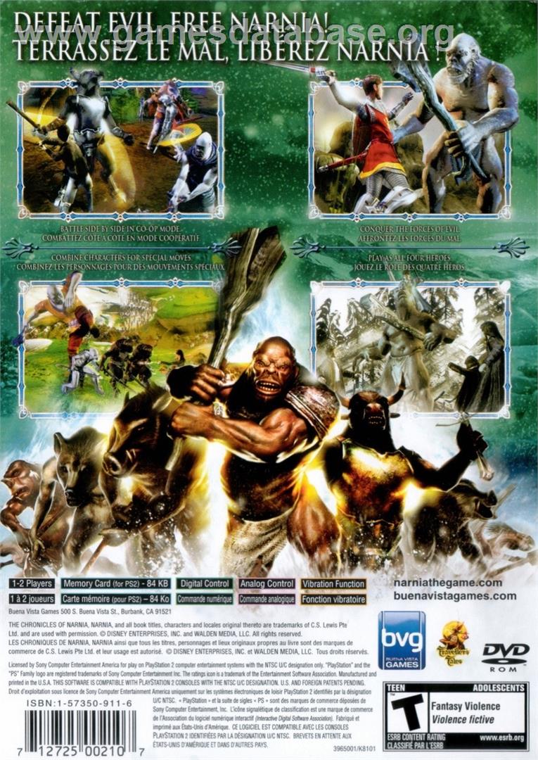 Chronicles of Narnia, The - The Lion, the Witch and the Wardrobe - Sony Playstation 2 - Artwork - Box Back