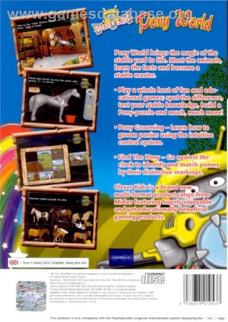 Clever Kids - Pony World - Sony Playstation 2 - Artwork - Box Back