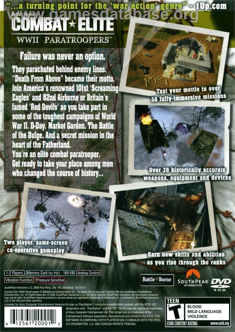 Combat Elite - Wwii Paratroopers - Sony Playstation 2 - Artwork - Box Back