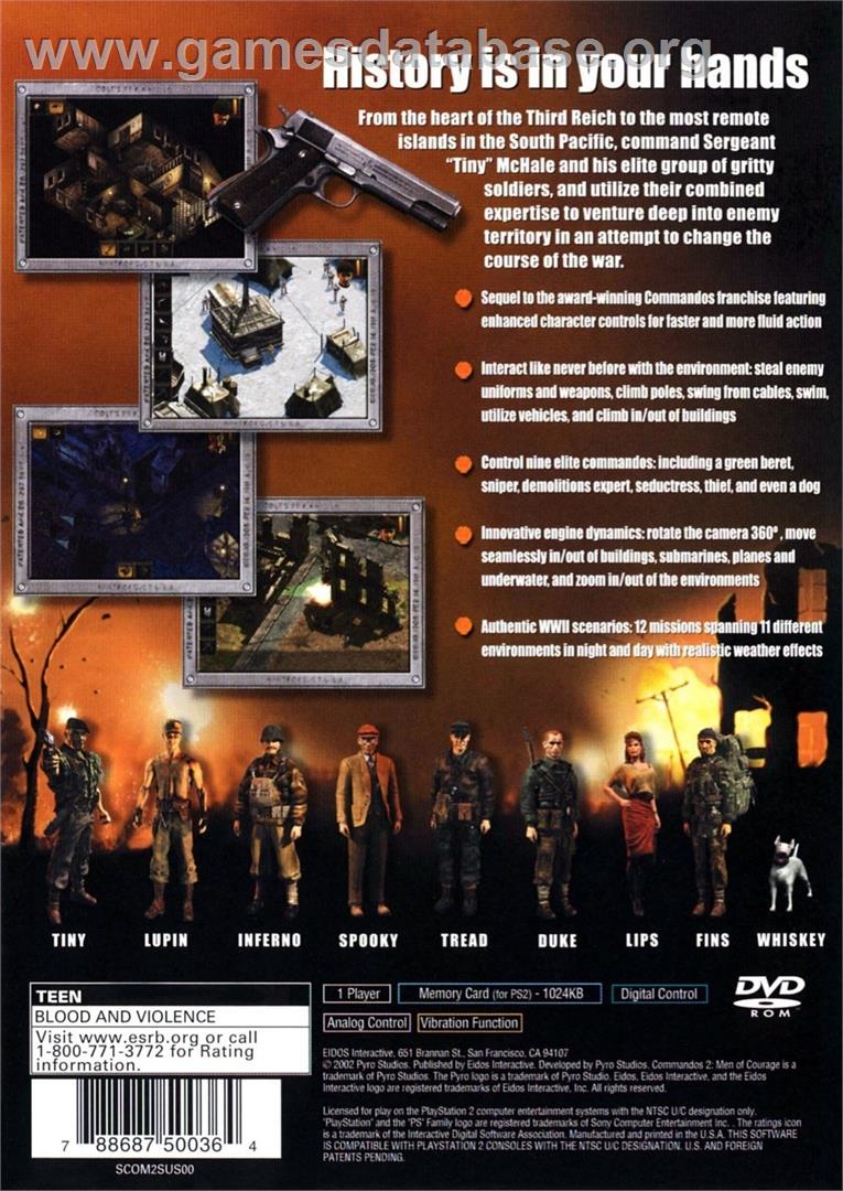 Commandos 2 - Men Of Courage - Sony Playstation 2 - Artwork - Box Back