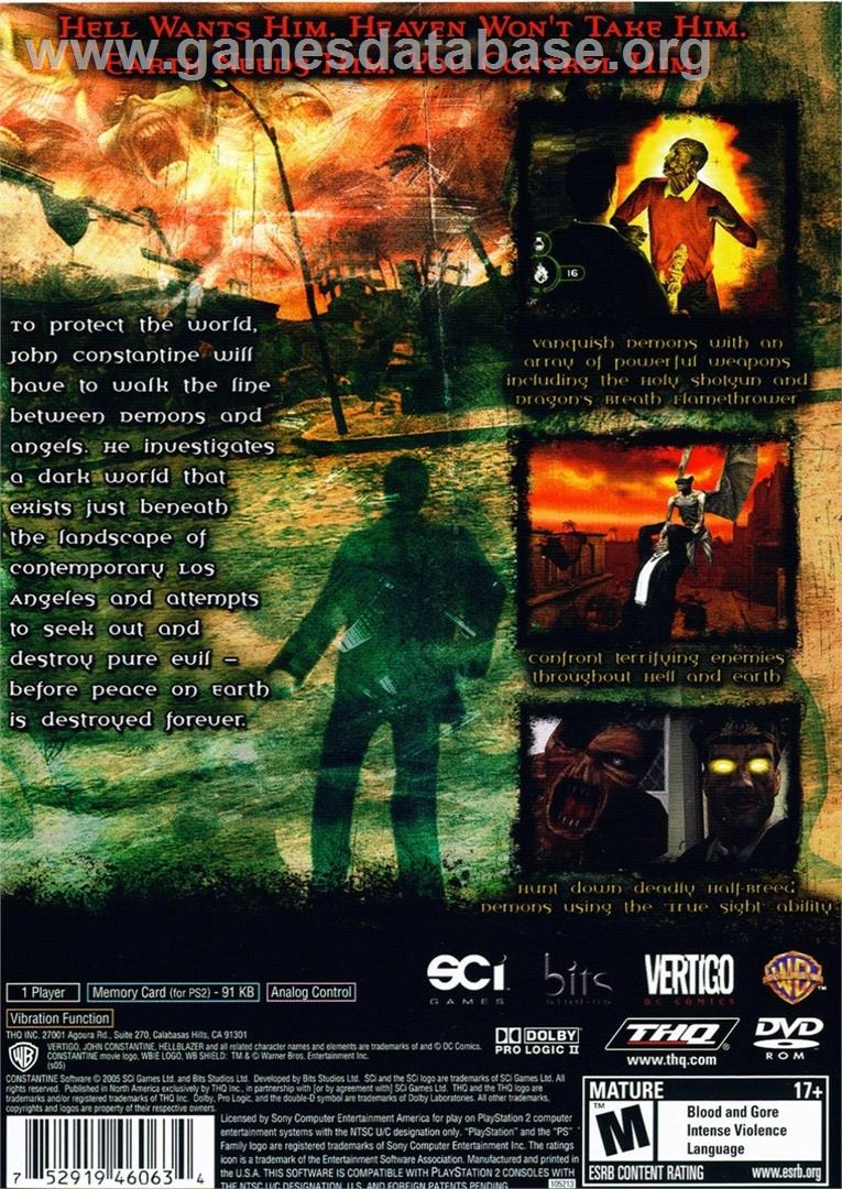Constantine - Sony Playstation 2 - Artwork - Box Back