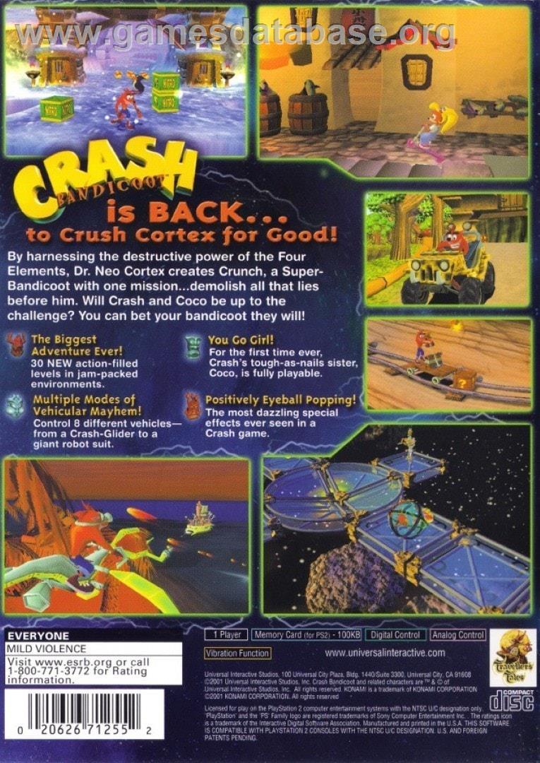 Crash Bandicoot - The Wrath of Cortex - Sony Playstation 2 - Artwork - Box Back
