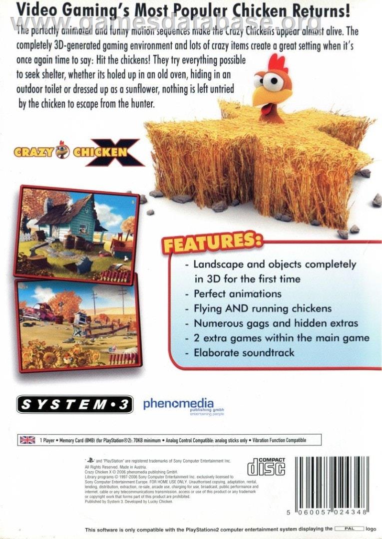 Crazy Chicken X - Sony Playstation 2 - Artwork - Box Back