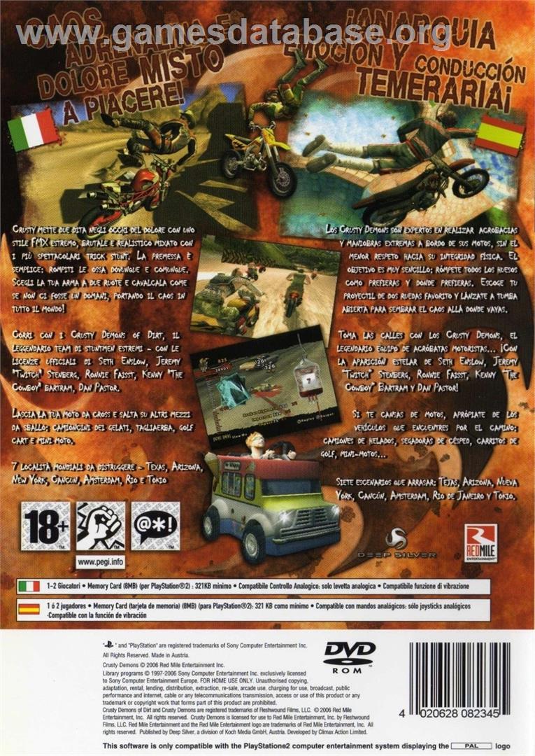 Crusty Demons - Sony Playstation 2 - Artwork - Box Back