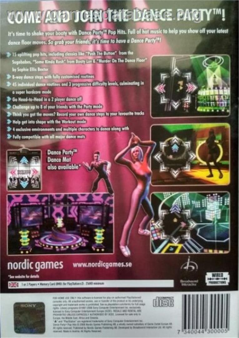 Dance Party Pop Hits - Sony Playstation 2 - Artwork - Box Back