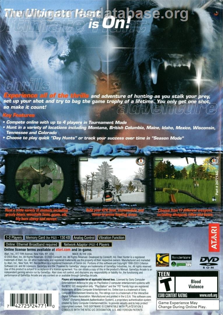 Deer Hunter - Sony Playstation 2 - Artwork - Box Back
