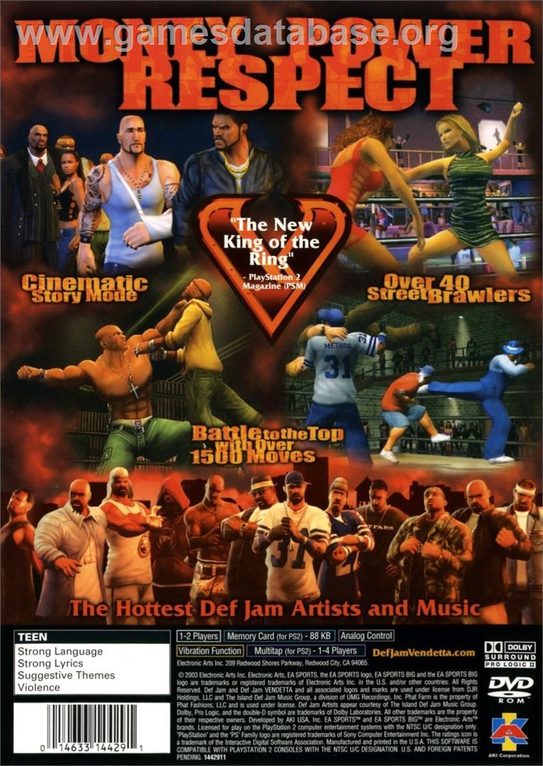 Def Jam Vendetta - Sony Playstation 2 - Artwork - Box Back