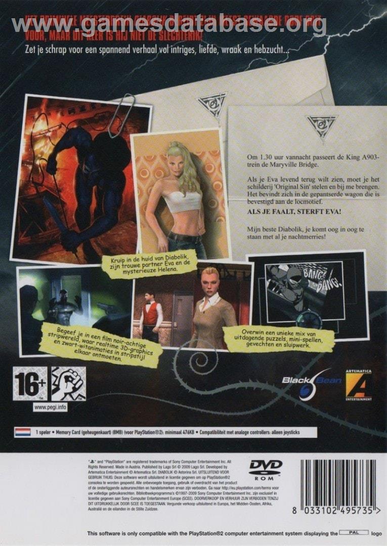 Diabolik - The Original Sin - Sony Playstation 2 - Artwork - Box Back