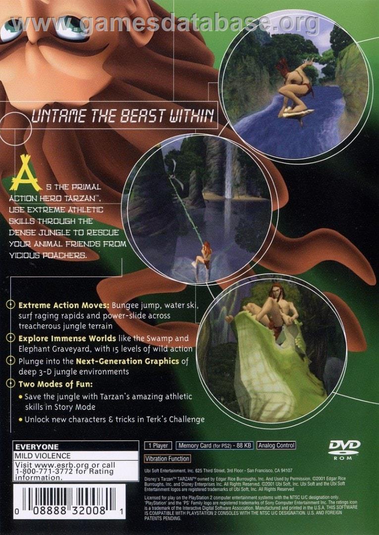 Disney's Tarzan - Freeride - Sony Playstation 2 - Artwork - Box Back