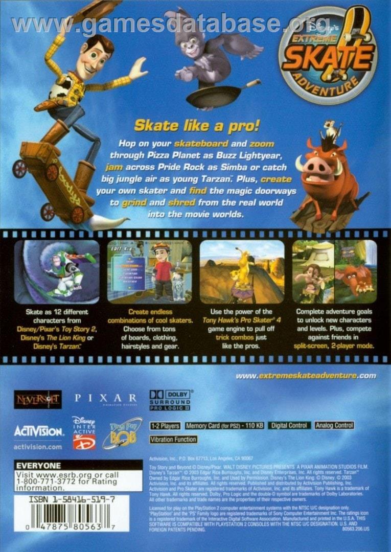 Disney Extreme Skate Adventure - Sony Playstation 2 - Artwork - Box Back