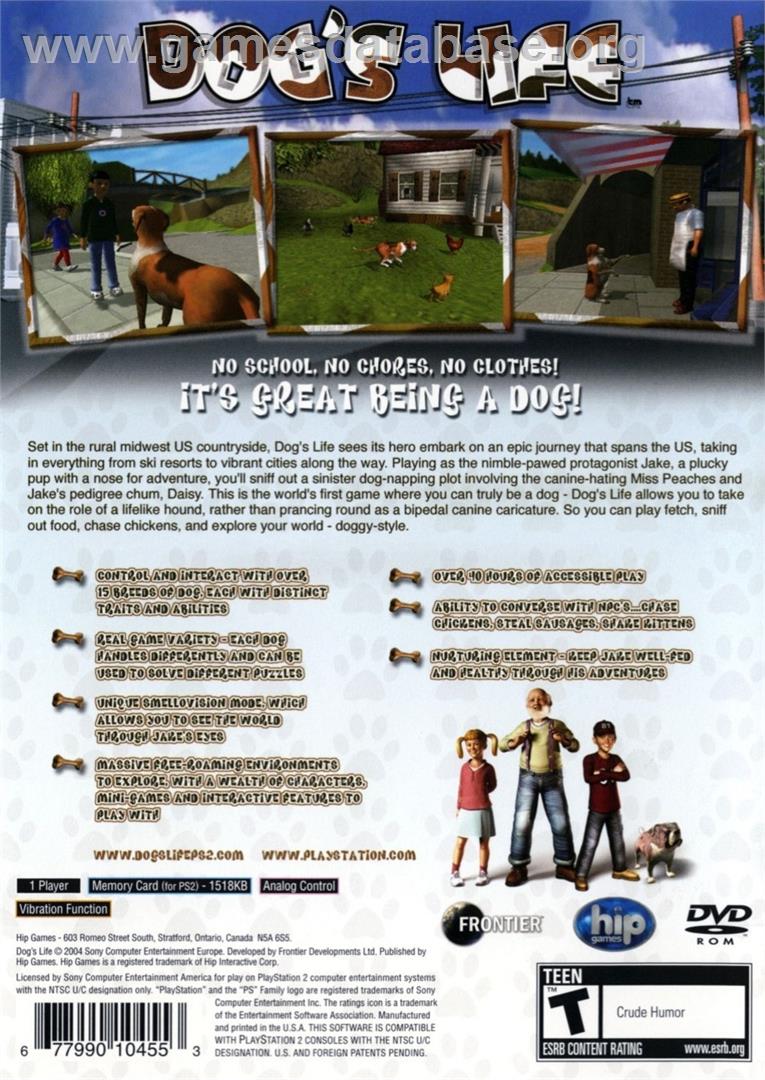 Dog's Life - Sony Playstation 2 - Artwork - Box Back