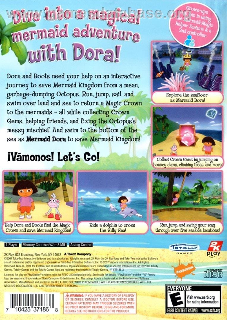 Dora The Explorer - Dora Saves The Mermaids - Sony Playstation 2 - Artwork - Box Back