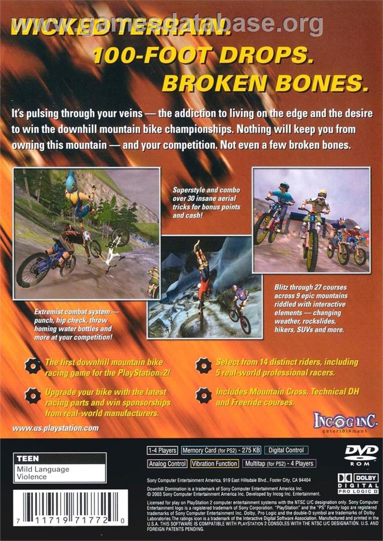 Downhill Domination - Sony Playstation 2 - Artwork - Box Back