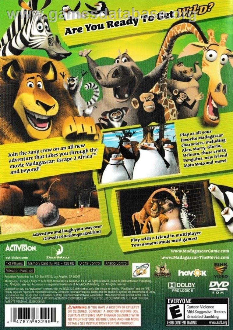 Dreamworks Madagascar - Escape 2 Africa - Sony Playstation 2 - Artwork - Box Back