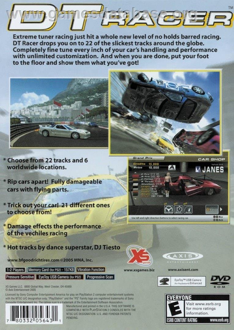 Dt Racer - Sony Playstation 2 - Artwork - Box Back
