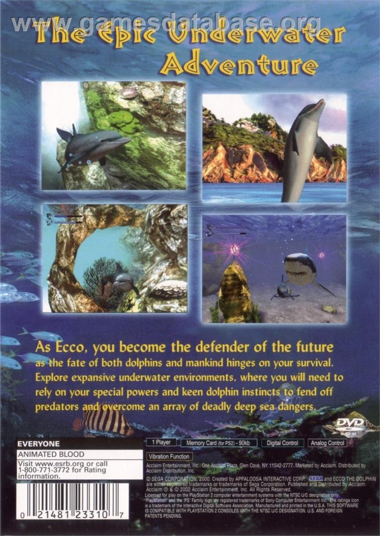 Ecco The Dolphin - Defender Of The Future - Sony Playstation 2 - Artwork - Box Back