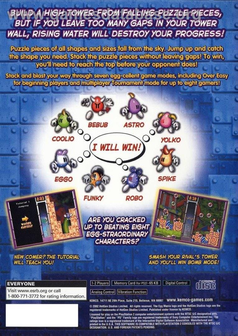 Eggo Mania - Sony Playstation 2 - Artwork - Box Back