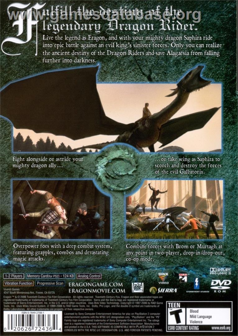 Eragon - Sony Playstation 2 - Artwork - Box Back
