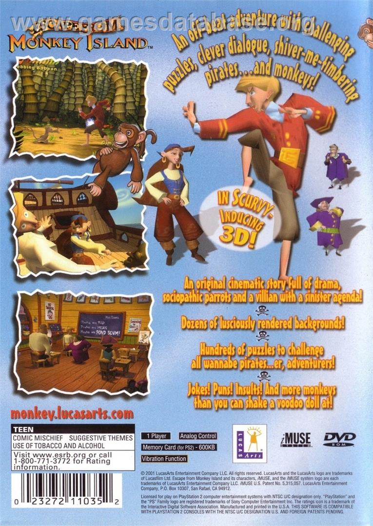Escape From Monkey Island - Sony Playstation 2 - Artwork - Box Back