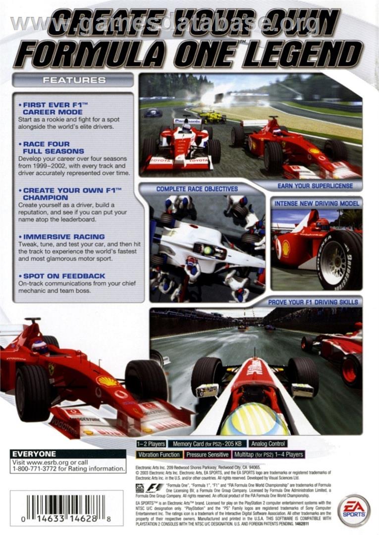 F1 Career Challenge - Sony Playstation 2 - Artwork - Box Back