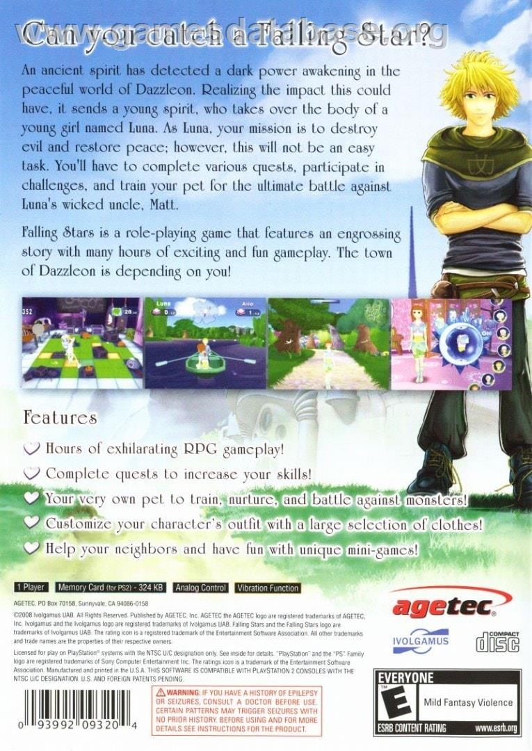 Falling Stars - Sony Playstation 2 - Artwork - Box Back