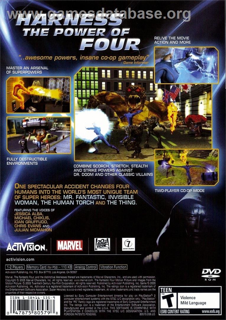 Fantastic 4 - Sony Playstation 2 - Artwork - Box Back