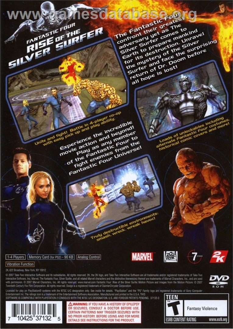 Fantastic Four - Rise Of The Silver Surfer - Sony Playstation 2 - Artwork - Box Back