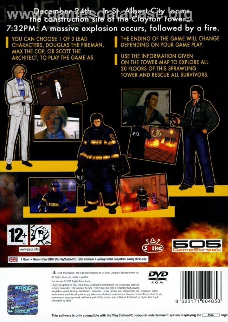Fire Heroes - Sony Playstation 2 - Artwork - Box Back