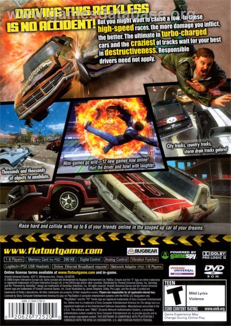 Flatout 2 - Sony Playstation 2 - Artwork - Box Back