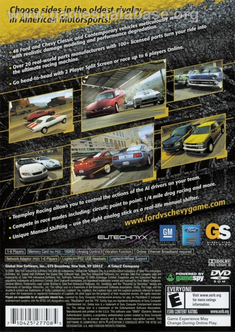 Ford Vs. Chevy - Sony Playstation 2 - Artwork - Box Back