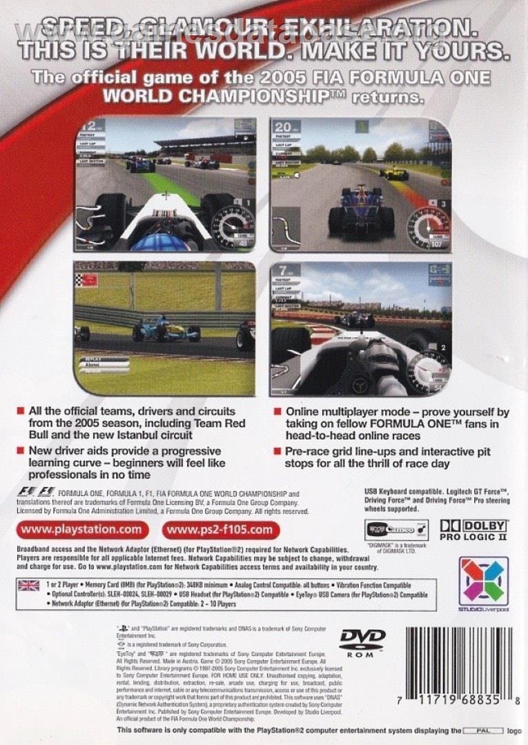 Formula One 05 - Sony Playstation 2 - Artwork - Box Back